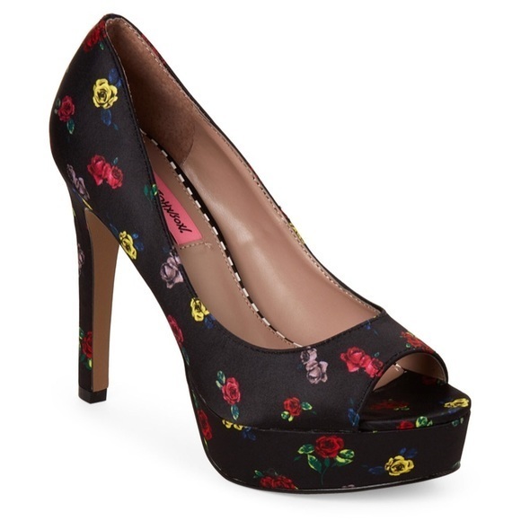 Betsey Johnson Floral Platform Peep Toe Pumps Sz 8 - Picture 1 of 4